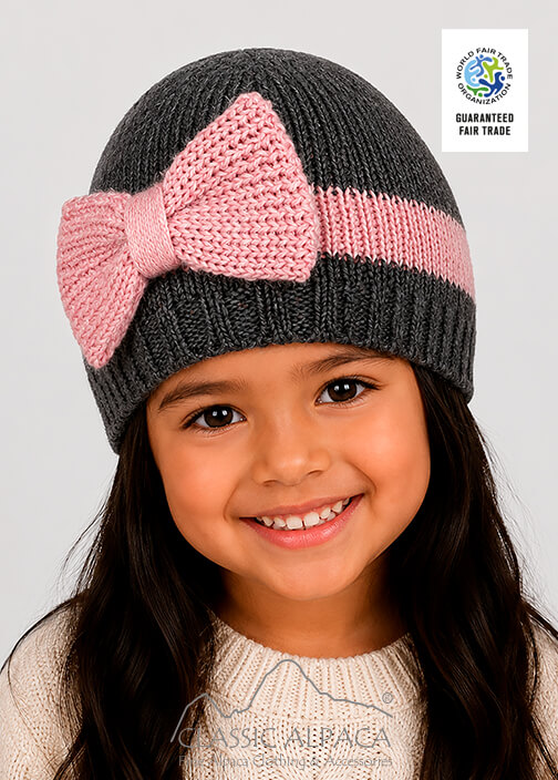 Knitted Alpaca Hat with Classic Bow