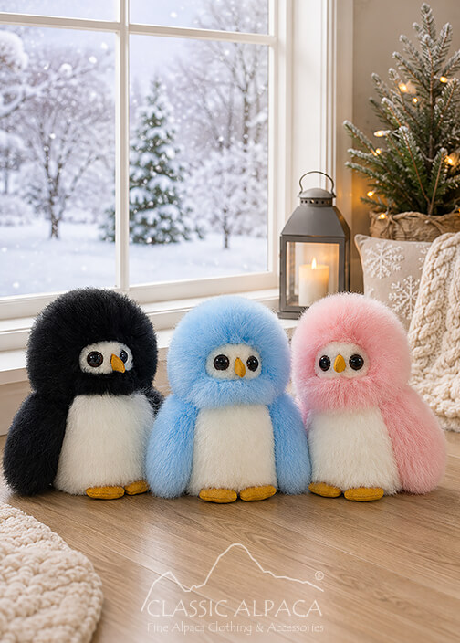 Alpaca Teddies: Baby Alpaca Fur - Owl Ornament 9 inches