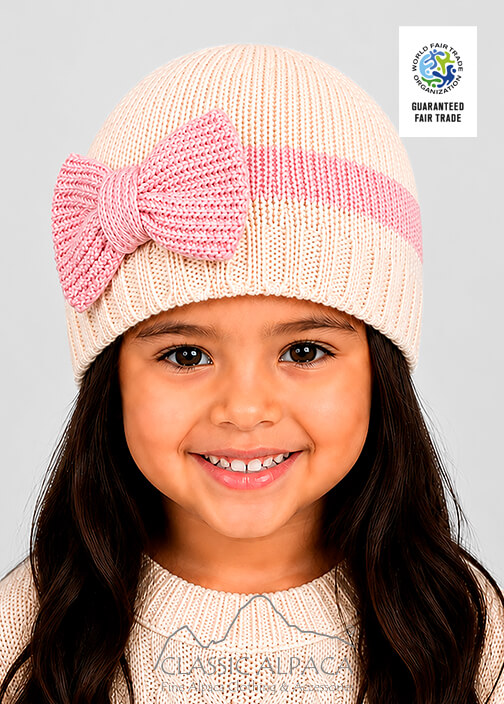 Knitted Alpaca Hat with Classic Bow