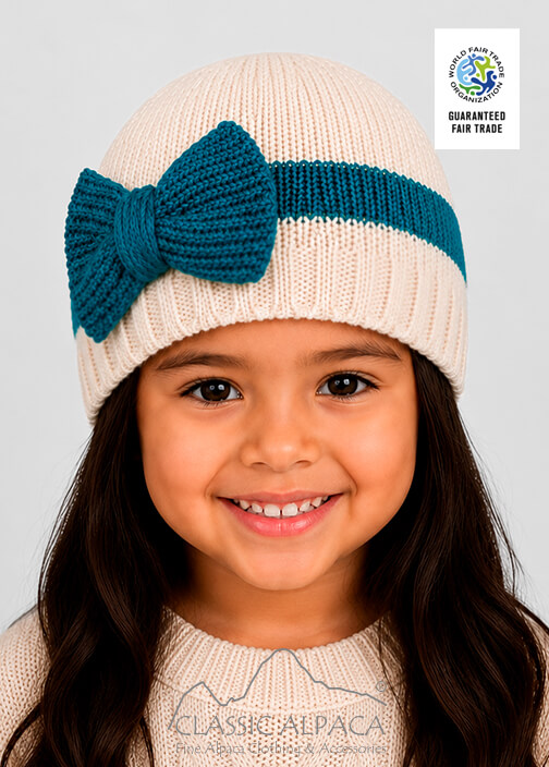 Knitted Alpaca Hat with Classic Bow