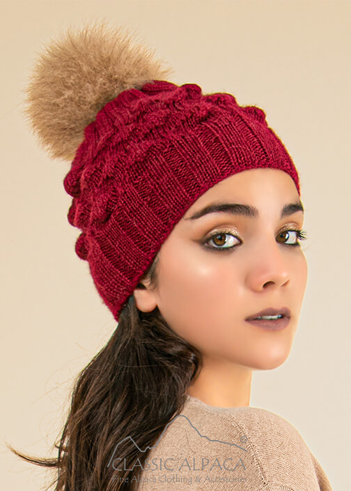 Priscilla Alpaca Fur Pompom Hat