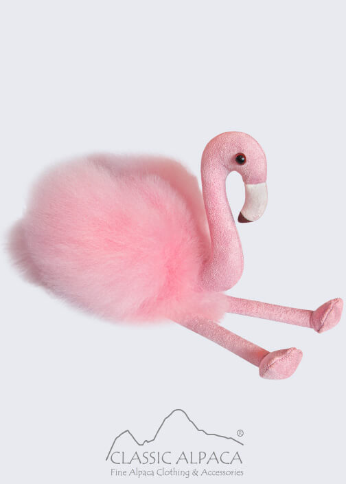 Baby Alpaca Fur - Flamingo Ornament 14 inches