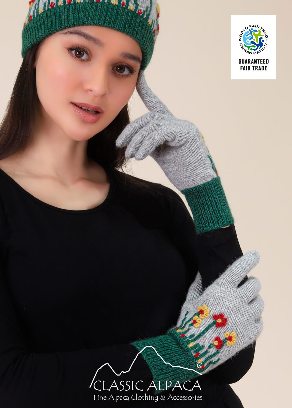 Gloves For Women's Embroidered Garden Alpaca Gloves
