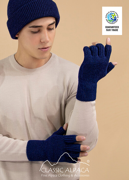 Men's Alpaca Half Finger Gloves