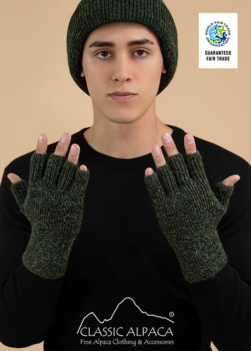 Men's Alpaca Half Finger Gloves