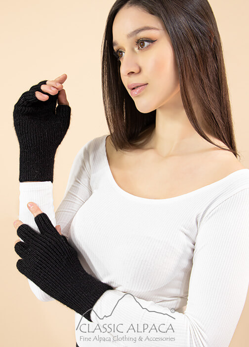 Women's Alpaca Half Finger Gloves