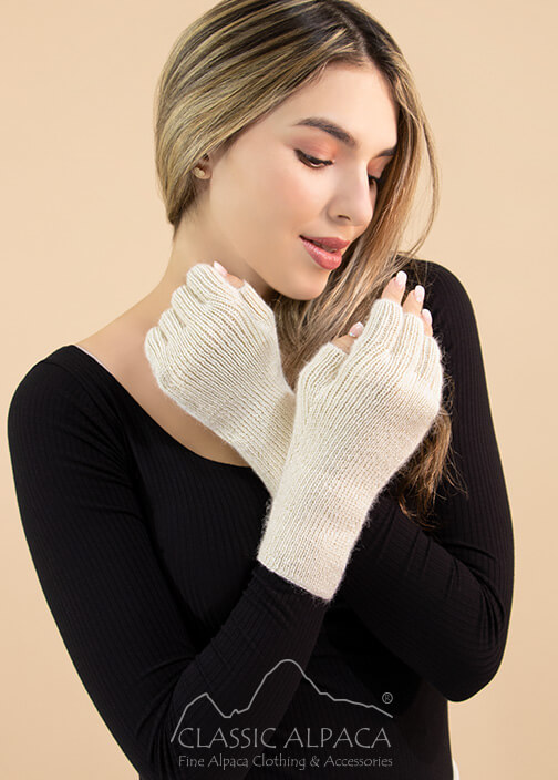 Women's Alpaca Half Finger Gloves