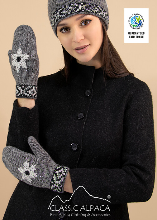 Helena Alpaca Embroidered Mittens