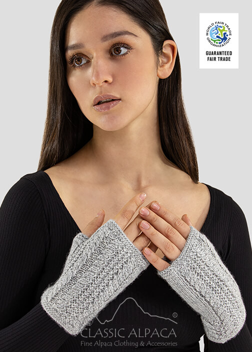 Alpaca Cable Fingerless Gloves