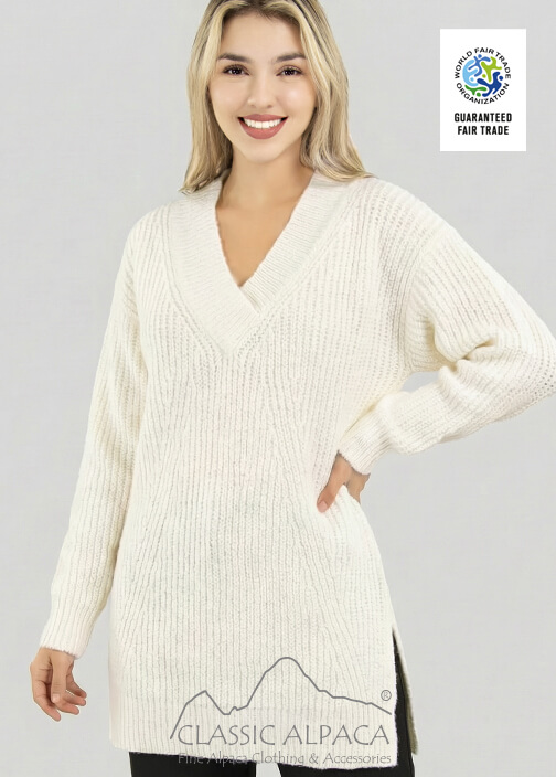V Neck Brushed Alpaca Sweater