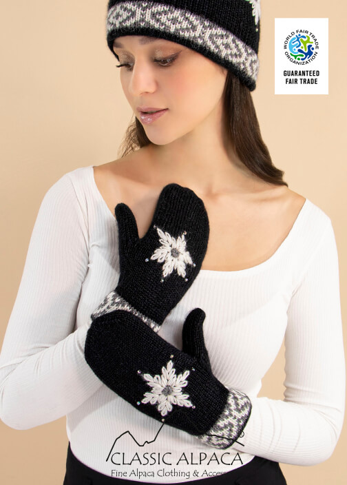 Helena Alpaca Embroidered Mittens