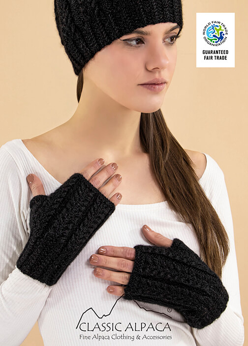 Herringbone Alpaca Fingerless Gloves