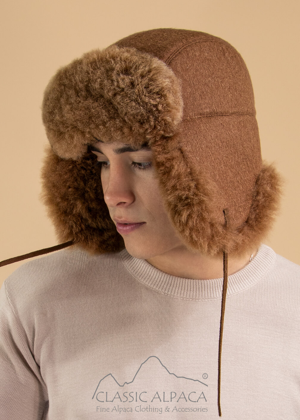 ROSARYMOON Alpaca Hood Mufflerベージュ ニット Baby Alpaca 2Way Top - ROSARYMOON OFFICIAL WEB STORE