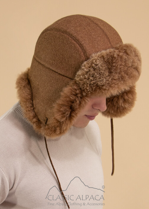 PREMIUM Unisex Baby Alpaca Fur Flap Hat - Fur Lined