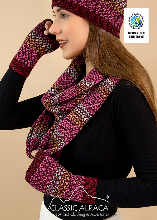 Garnet Baby Alpaca Fingerless Gloves