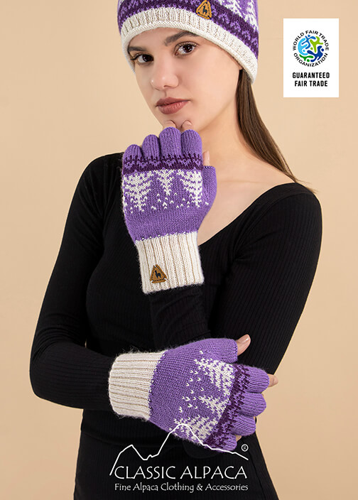 Scandinavian Winter Alpaca Reversible Half Finger Gloves