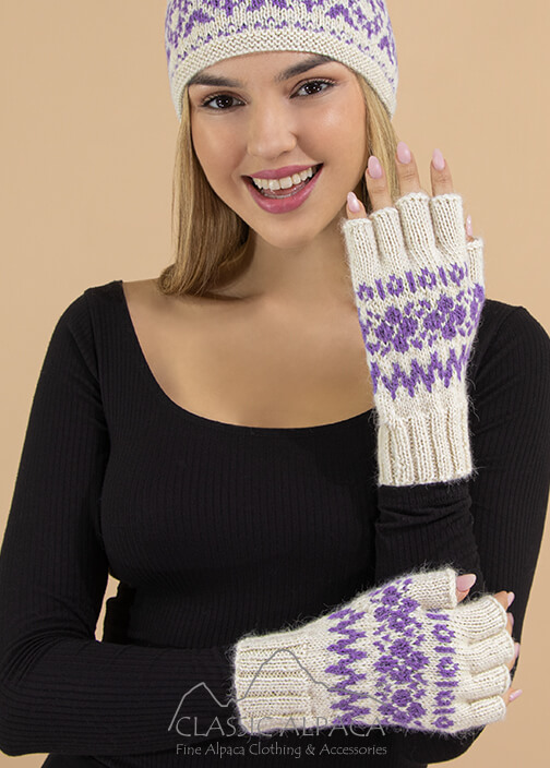 Agathe Alpaca Half Finger Gloves