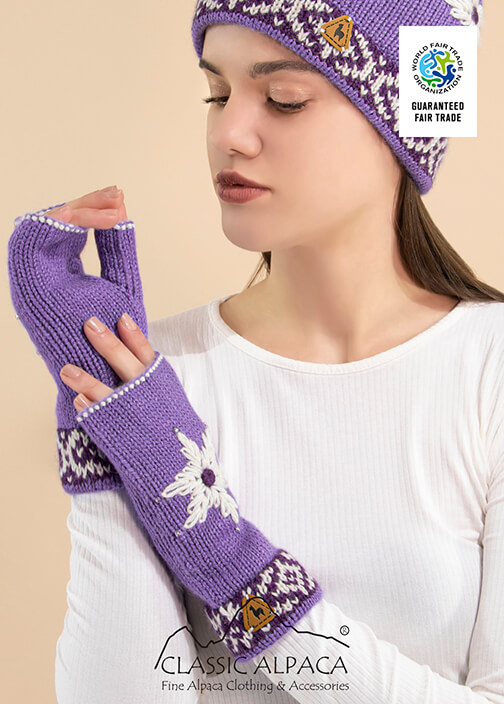 Helena Alpaca Embroidered Fingerless Gloves