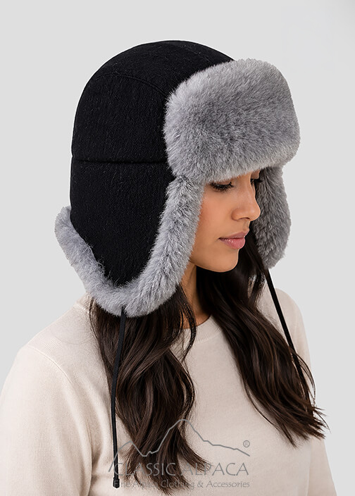 PREMIUM Unisex Baby Alpaca Fur Flap Hat - Fur Lined