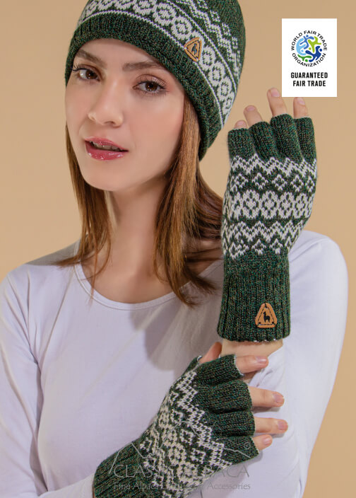 Arctic Alpaca Reversible Half Finger Gloves