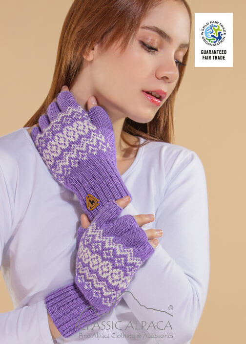 Arctic Alpaca Reversible Half Finger Gloves