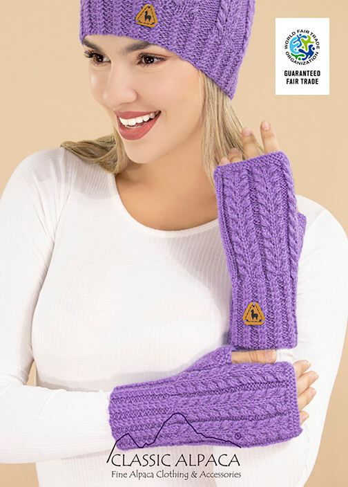 Herringbone Alpaca Fingerless Gloves