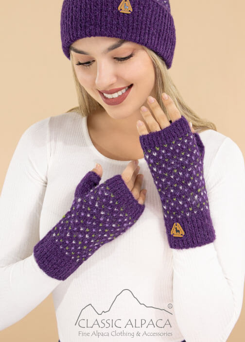 Snowfall Brushed Alpaca Fingerless Gloves