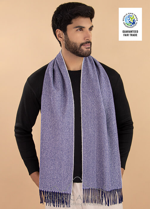 Woven & Brushed Herringbone Imperial Royal Alpaca Scarf