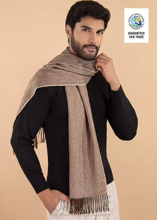 Woven & Brushed Herringbone Imperial Royal Alpaca Scarf
