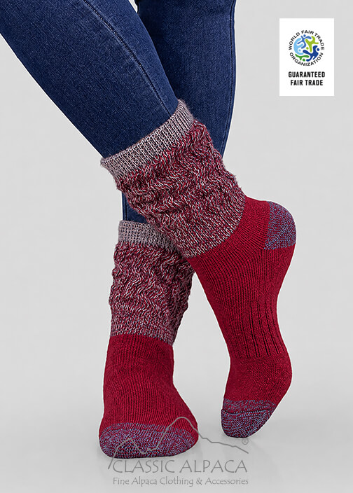 Premium alpaca therapeutic tri-color socks, 2.4” shorter crew length, spandex fit, elastic sole band, breathable and stylish.