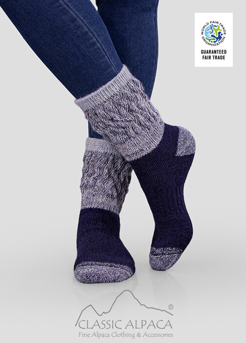 Premium alpaca therapeutic tri-color socks, 2.4” shorter crew length, spandex fit, elastic sole band, breathable and stylish.