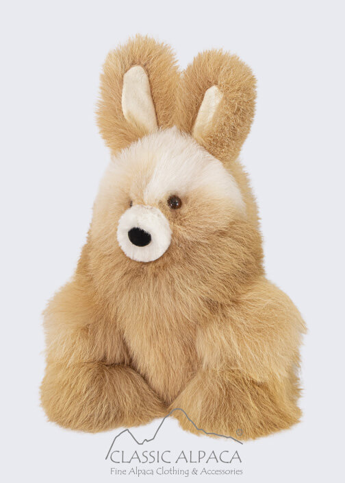 Baby Alpaca Fur- Standing Bunny Ornament 8.5 inches