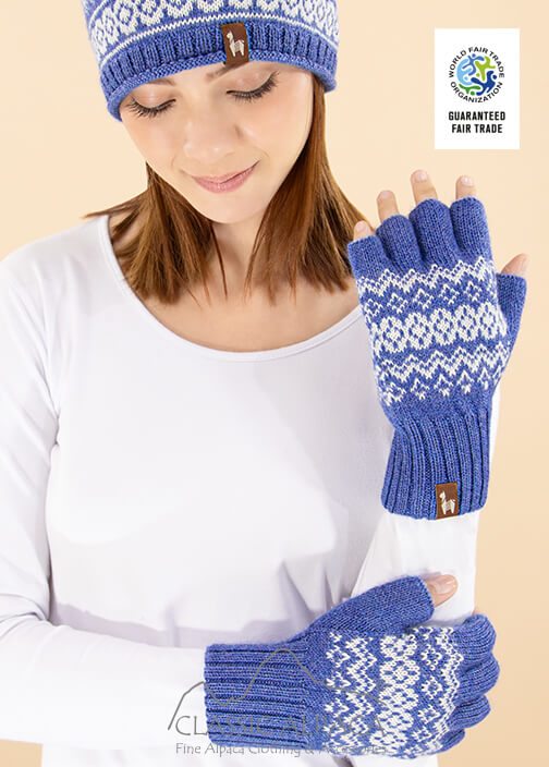 Arctic Alpaca Reversible Half Finger Gloves