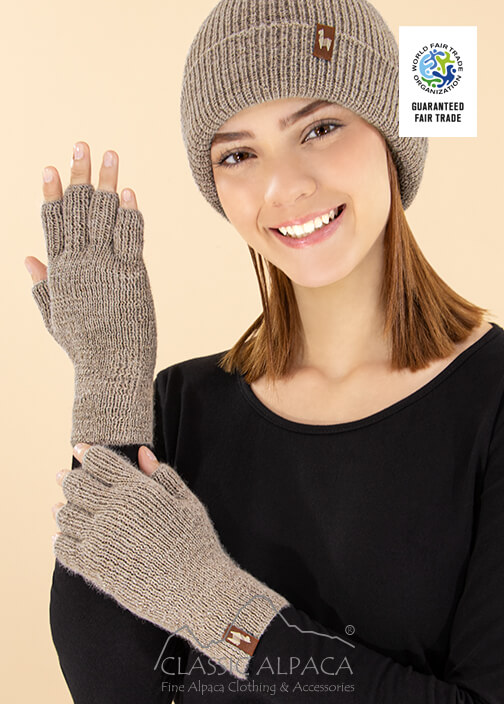 Women's Alpaca Half Finger Gloves