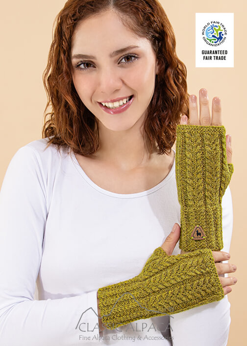 Herringbone Alpaca Fingerless Gloves