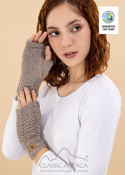 Scallop Lace Alpaca Fingerless Gloves