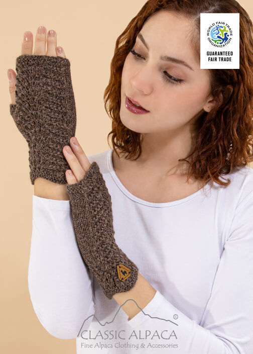 Scallop Lace Alpaca Fingerless Gloves