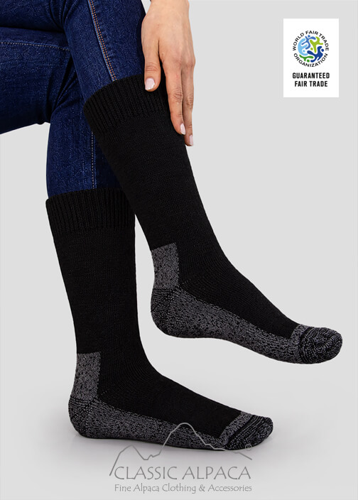 Alpaca Hiker Unisex Socks Wholesale with Full Terry, reinforced pre-heel, heel, sole and toe.