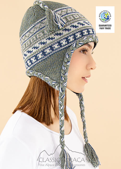 Unisex Peruvian Alpaca Hat with Ear Flaps - Fleece Lining