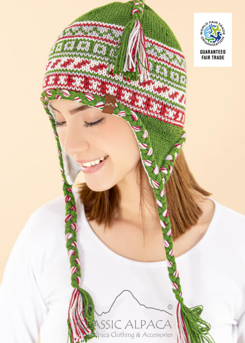 Unisex Peruvian Alpaca Hat with Ear Flaps - Fleece Lining