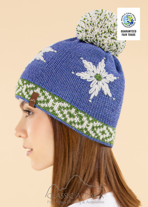 Helena Alpaca Embroidered Hat - Fleece Lining