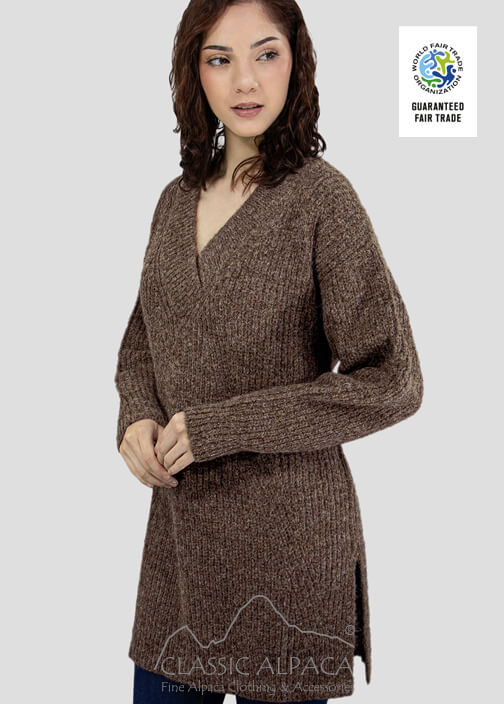 V Neck Brushed Alpaca Sweater