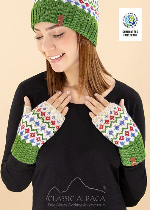 Jordana Alpaca Fingerless Gloves - Fleece Lining