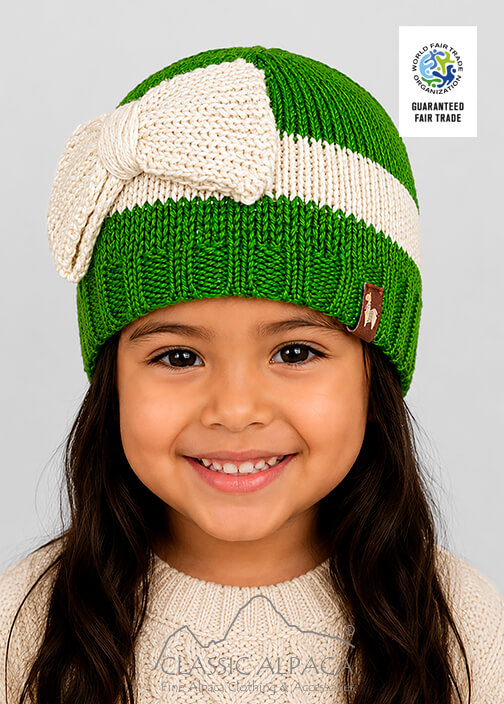Knitted Alpaca Hat with Classic Bow