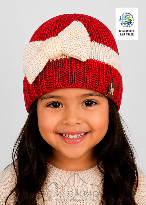 Knitted Alpaca Hat with Classic Bow