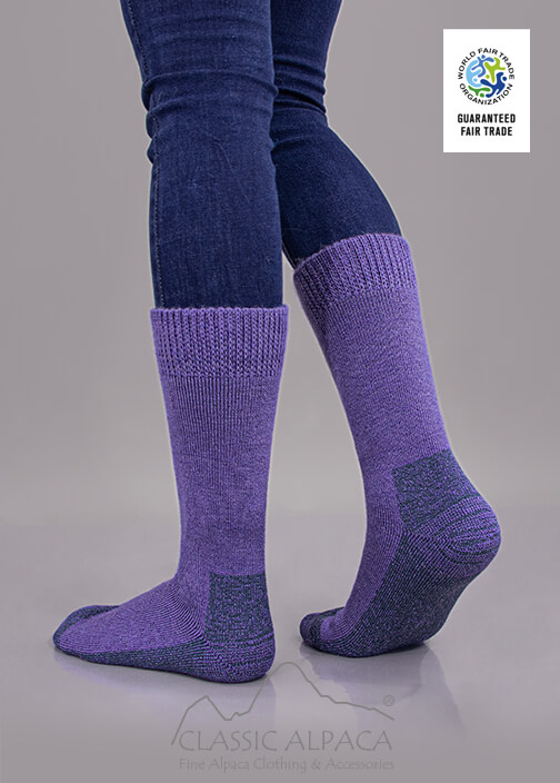 Alpaca Hiker Unisex Socks Wholesale with Full Terry, reinforced pre-heel, heel, sole and toe.