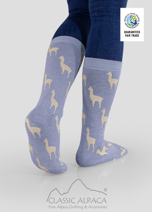Premium Alpaca Alpaquita Unisex Socks with full terry construction, alpaca motifs, soft and warm alpaca fiber.