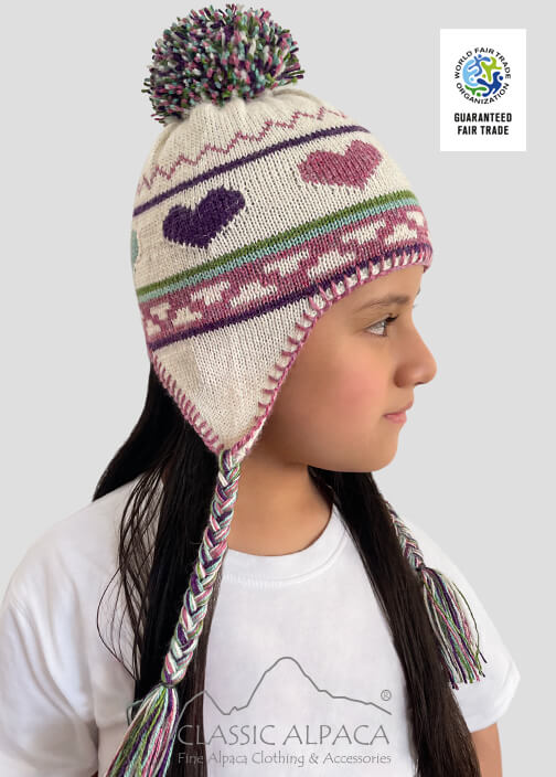 Alpaca Kids - Heart Alpaca Hat With Ear Flaps