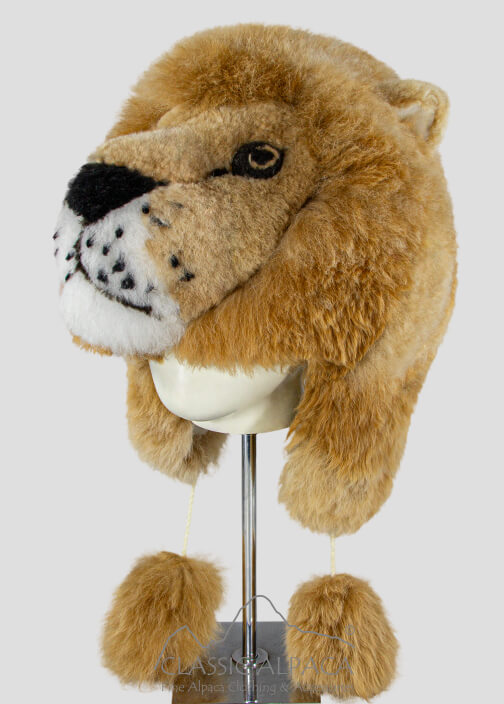 PREMIUM Baby Alpaca Fur - Lion Hat With Ear Flaps
