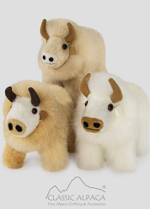 Baby Alpaca Fur - Bull Ornament 10 Inches
